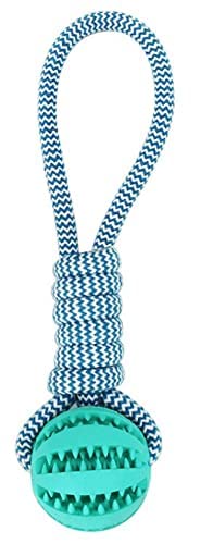 KL Interactive Chew Toy Small Medium Large Dog Blue Rope Ball Dental Cleaning Natural Cotton Rubber Exercise Stimulated Tug of War Puller Durable Slow Feeder Aggressive Molar Training 2 Pack - PawsPlanet Australia