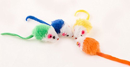 [Australia] - Keklle Play Fur Mice Cat Toys – Mixed Bag of 10 Play Mice with Rattling Sounds – 4 Color Variety Pack of Catnip Toy 