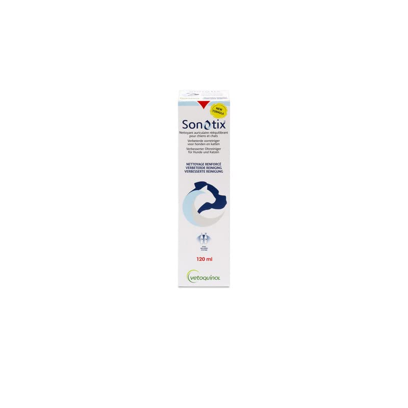 Vetoquinol Sonotix Ear Cleaner | 120ml | Ear cleaner for dogs and cats | For quick and effective removal of cerumen | With two applicators (flexible or short) - PawsPlanet Australia