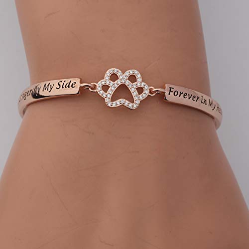 Dog Memorial Bracelet No Longer by My Side But Forever in My Heart Crystal Paw Print Bracelet Loss of Pet Jewelry Memorial Gift for Women (no longer bracelet RG) - PawsPlanet Australia