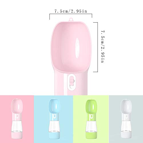 Haqi Dog Water Bottle for Walking, Multifunctional and Portable Dog Travel Water Dispenser with Food Container,Detachable Design Combo Cup for Drinking and Eating,Suitable for Cats and Puppy Pink - PawsPlanet Australia