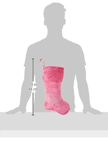 [Australia] - Mirage Pet Products Santa Paws Screen Print Velvet Christmas Stocking, Size 18, Pink 