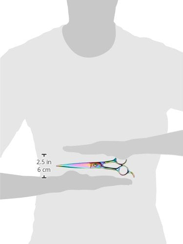 [Australia] - Tamsco Grooming Shear Left Hand Curved Blade Plasma Coated 8.5-Inch Semi-Convex Edge Japanese Stainless Steel Subtle Curve Left Handed Rainbow Plasma Finish 