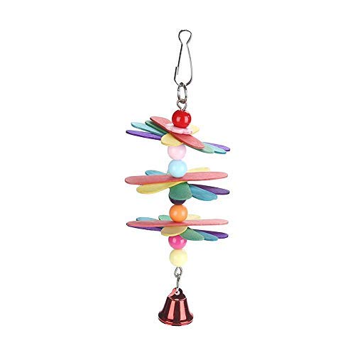 Wooden Popsicle Sticks Toy with Colorful Beads & Metal Bell for Birds Parrot Parakeet Cockatiel Lovebird Chewing Grind Teeth Pet Cage Supplies - PawsPlanet Australia