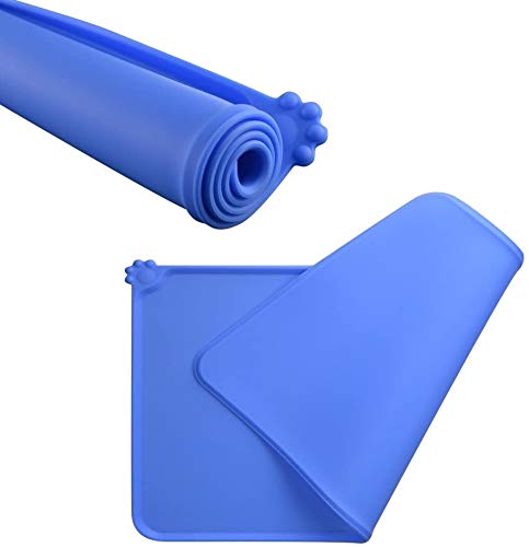 N/S Dog Bowl Mat, Silicone Pet Feeding Mat Waterproof, Anti-Slip Pet Bowl Mats to Prevent Food and Water Spilled+Slow Feeder Bowl for Dog(Blue) - PawsPlanet Australia