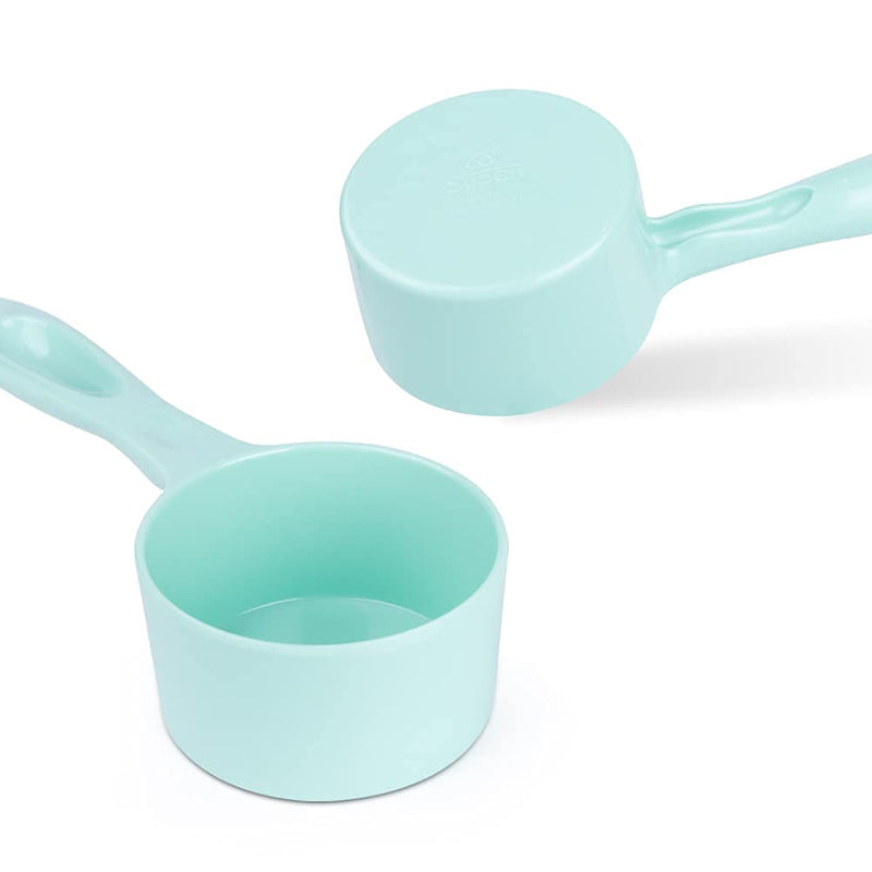 SUPER DESIGN Sturdy Melamine Food Scoop for Dogs Cats Birds, Measuring Cup, Long Comfortable Handle 0.5 Cup Light Green - PawsPlanet Australia