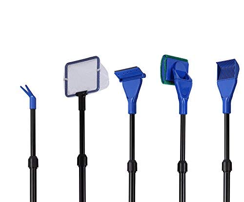 [Australia] - Fish Park Aquarium 5in1 Extendable Cleaning kit Gravel Rake Algae Scraper Flant Fork Sponge 