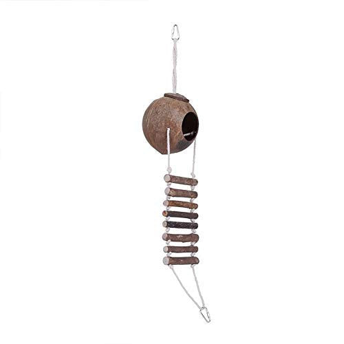 TOPINCN Coconut Shell Bird Nest Natural Breeding Nest Pet Parrot Hideaway House With Rope Ladder for Bird And Small Animal Toy 2 Sizes (#2) #2 - PawsPlanet Australia