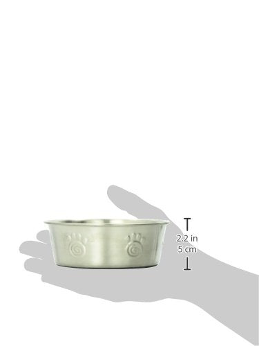PetRageous 60047 Cayman Classic Non-Skid Stainless-Steel Dishwasher Safe Bowl 2-Cup Capacity 5.25-Inch Diameter 2-Inch Tall for Small Dogs and Cats of Any Size, Metallic - PawsPlanet Australia