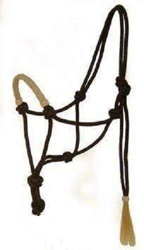 Cwell Equine Rope Halter/Headcollar Horsemanship/Parelli Rawhide Braided Noseband Black - PawsPlanet Australia