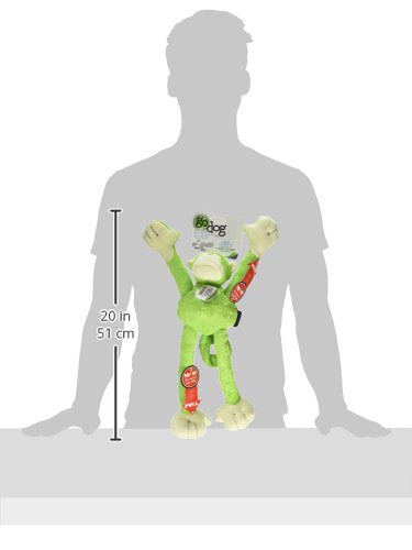 [Australia] - goDog Crazy Tugs with Chew Guard Technology Durable Plush Dog Toys with Squeakers Lime Large Monkey 