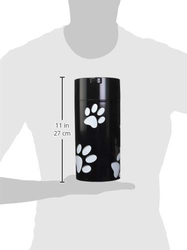 [Australia] - Pawvacs Set of 4 ( 3, 6, 12, 24 Ounce ) Vacuum Sealed Pet Food Storage Containers; Black Cap & Body/White Paws 