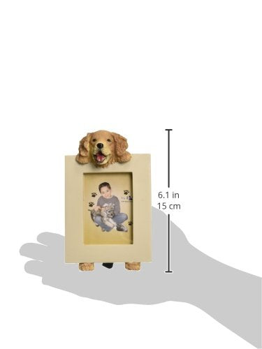 [Australia] - Golden Retriever Picture Frame Holds Your Favorite 2.5 by 3.5 Inch Photo, Hand Painted Realistic Looking Golden Retriever Stands 6 Inches Tall Holding Beautifully Crafted Frame, Unique and Special Golden Retriever Gifts for Golden Retriever Owners 