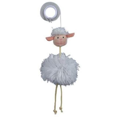 Trixie Sheep On An Elastic Band Plush Cat Toy with Bell, 20 cm - PawsPlanet Australia