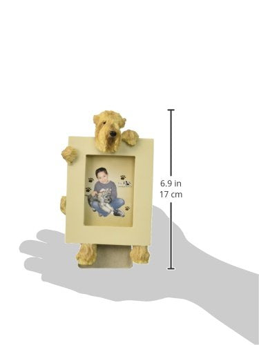 [Australia] - Wheaten Terrier Picture Frame Holds Your Favorite 2.5 by 3.5 Inch Photo, Hand Painted Realistic Looking Wheaten Terrier Stands 6 Inches Tall Holding Beautifully Crafted Frame, Unique and Special Wheaten Terrier Gifts for Wheaten Terrier Owners 