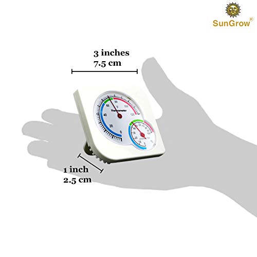 [Australia] - SunGrow Hermit Crab Humidity and Temperature Meter, 3x1 Inch, Analog Gauge for Accurate Readings, Measures in Fahrenheit and Percent, Dual Thermometer and Hygrometer for Terrariums 