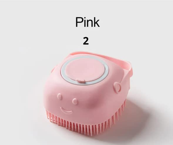 2 Pack Pet Grooming Bath Brush Shampoo with Soap Dispenser Pink and Yellow - PawsPlanet Australia