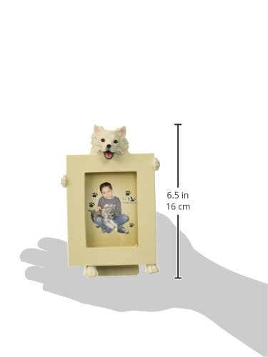 [Australia] - American Eskimo Picture Frame Holds Your Favorite 2.5 by 3.5 Inch Photo, Hand Painted Realistic Looking American Eskimo Stands 6 Inches Tall Holding Beautifully Crafted Frame, Unique and Special American Eskimo Gifts for American Eskimo Owners 