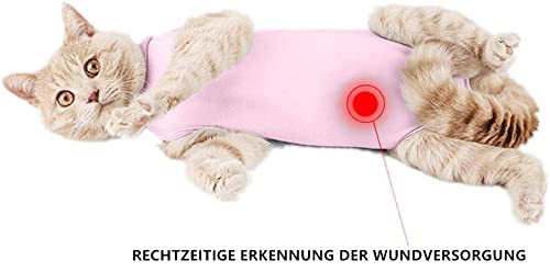 Voarge Recovery Suit Cat, Cat Bodysuit After Surgery Anti-licking, Prevent Licking After Surgery Wearing Weaning and Keeping Warm Recovery Cloth Suit for Cats Dogs (M, Pink) M - PawsPlanet Australia