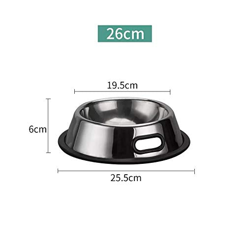 CHICAN stainless steel dog bowl cat bowl with portable hole, 2 stainless steel dog bowl cat bowl, medium and large pet food bowl, pet bowl cat food non-slip dog bowl (M-26cm) M-26cm - PawsPlanet Australia