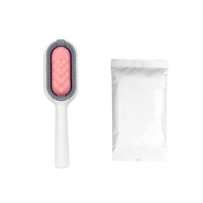 Pet Brush Grooming Comb,Self Cleaning Cat Dog Slicker Brushes with Wet Wipes,Soft Bristles Pet Grooming Brush for Massage and Removal of Loose Hair Tangled Hair rose Long-haired - PawsPlanet Australia