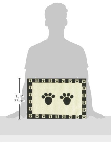 [Australia] - PetRageous Designed Tapestry Placemat for Pet Feeding Station, 13-Inch by 19-Inch, Paws, Natural/Black 