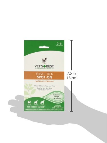 Vet's Best Flea and Tick Spot-on Drops | Topical Flea Treatment Drops for Dogs | Flea Killer with Certified Natural Oils | 3-8 Month Supply for Various Dog Sizes, Multi, 0.6 oz., Model Number: 3165810472 - PawsPlanet Australia