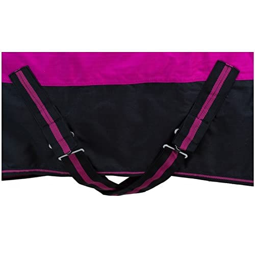 RL24 - Pasture blanket winter blanket high neck 600D BASICLINE with nylon lining, polar fleece lining or filling in 100g, 200g, 300g pink/black 155cm (polar fleece lining) - PawsPlanet Australia