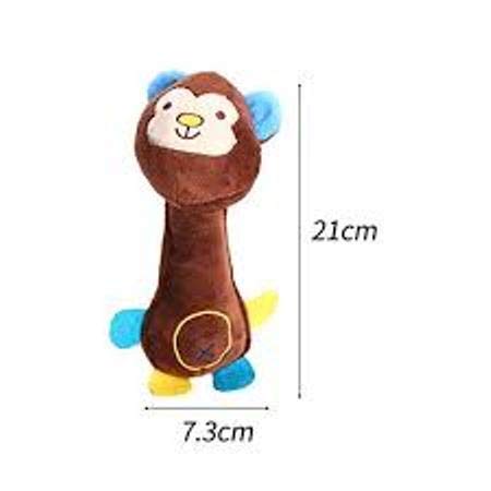 Bark and Purr Pet Dog, Cat Funny Fleece Toy, Durable, Squeak sound Packet of 3, Colours Pink, Yellow, Brown Size 21 cm L 7.3 cm W - PawsPlanet Australia