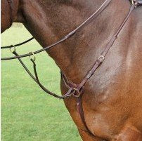 Shires Salisbury 3 Point Breastplate-Australian Nut/Brass Cob - PawsPlanet Australia