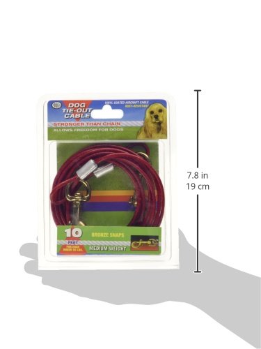 [Australia] - Four Paws Vinyl Coated Rust Proof Medium Weight Tie-Out Cable for Dogs 10-Foot Reds 