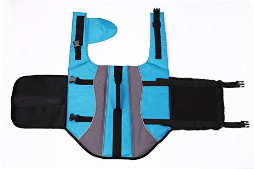 Tineer Dog Life Jacket Vest Lifesaver Safety Swimsuit Reflective Vest Pet Floatation Life Preserver Swimming (S, Blue) S - PawsPlanet Australia