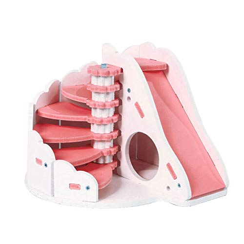 [Australia] - gutongyuan Small Animal Hamster Hideout House with Funny Climbing Ladder Slide Wooden Hut Exercise Toys Suitable for Dwarf Hamster and Mouse Blue S 