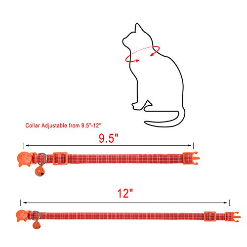 SCIROKKO Cat Collars Quick Release with Bell - 6 Pcs Plaid Breakaway Pet Collars - Adjustable Mixed Colors Collar Set - PawsPlanet Australia