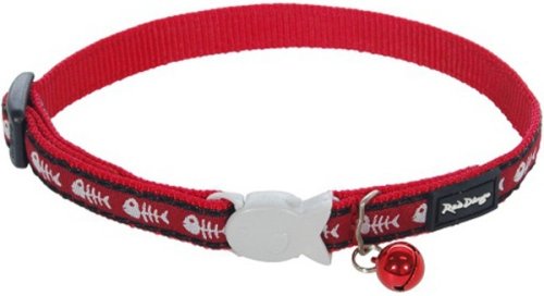 [Australia] - Red Dingo Designer Cat Collar, Fishbone Red 