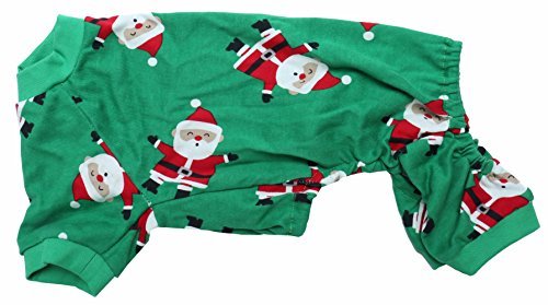 Lanyar Christmas Holiday Pet Dogs Pajamas Clothes 100% Cotton Santa Claus Rudolph Reindeer Medium(Back length 16" Chest 20-22") Green Santa Claus - PawsPlanet Australia