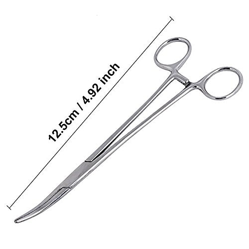 WUWYOUWL Hemostat Forceps, Stainless Steel Dog Cat Pet Scissors Ear Hair Clamp Fishing Scissors Tools (12.5cm Bent) 12.5cm Bent - PawsPlanet Australia