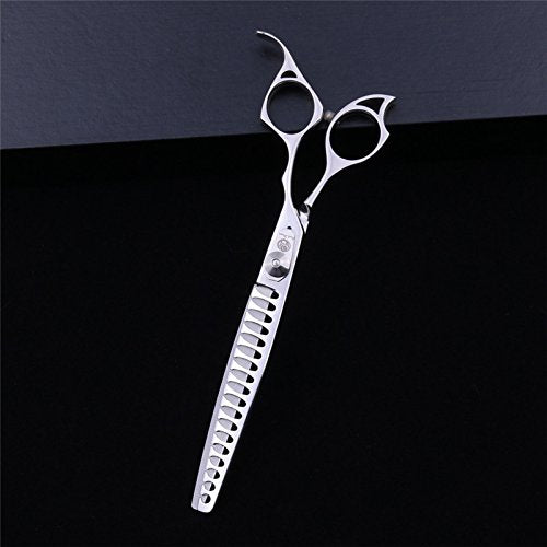 [Australia] - Purple Dragon 6.8 inch Professional Silver Pet Grooming Thinning Scissors - Dog Chunker Shears - Perfect for Pet Groomer or Family DIY Use 