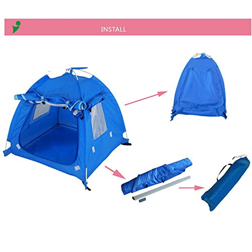 OLizee Breathable Washable Pet Puppy Kennel Dog Cat Folding Indoor Outdoor House Bed Tent Blue,M - PawsPlanet Australia