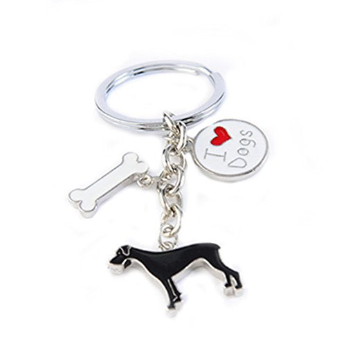 [Australia] - BBEART Dog Keychain ring, Cool Cute Pet Dog Keyring Bag Charm Mini Metal Key Ring Keyfob Great Dane 