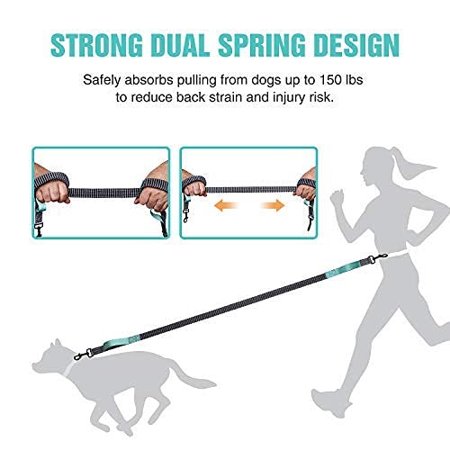 BIGLUFU Hand Free Dog Lead, Dog Walking Belt Adjustable Dog Leash Waist Belt Pet Dog Leash Couple Running and Jogging Lead Belt, Reflective Stitching for Medium to Small Dogs(Green) Green - PawsPlanet Australia