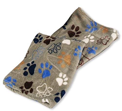 Pet Blanket for Dogs and Cats Small Medium Fleece Flannel Blanket for Pets 100x 85cm - Soft Fluffy Warm Blanket Throw- Cute Dogs Cat Blanket (Multicoloured Paws) - PawsPlanet Australia