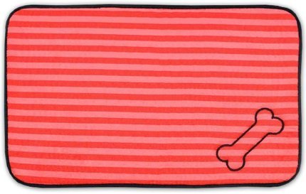 [Australia] - Bone Dry Embroidered Microfiber Pet Mat (Pink/Red) - Dog Bone Print 