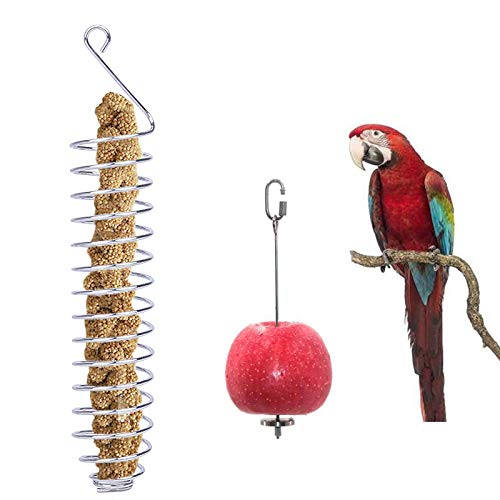 [Australia] - HAPY SHOP Bird Food Holder,Hanging Stainless Steel Bird Treat Feeders,Fruit Vegetable Skewer,Parrots Foraging Toys Bird Food Basket for Parrots Cockatoo Cockatiel Parakeets (2 PCS) 