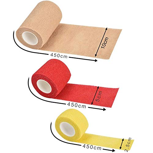 Deolven Self-Adhesive Bandage, 6 Rolls Colorful Self-Adhesive Bandage Ankle Elastic Boxes Adhesive Bandage Gauze Bandages Bandages Bandage Material (Red/Yellow/Purple/Green/Black/Skin Color) - PawsPlanet Australia