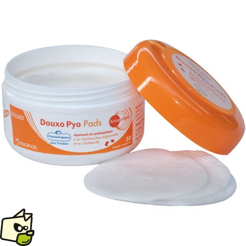 Douxo Pyo, vet recommended antibacterial/antifungal dog/cat skin wipes (30 pads) - PawsPlanet Australia