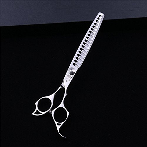 [Australia] - Purple Dragon 6.8 inch Professional Silver Pet Grooming Thinning Scissors - Dog Chunker Shears - Perfect for Pet Groomer or Family DIY Use 