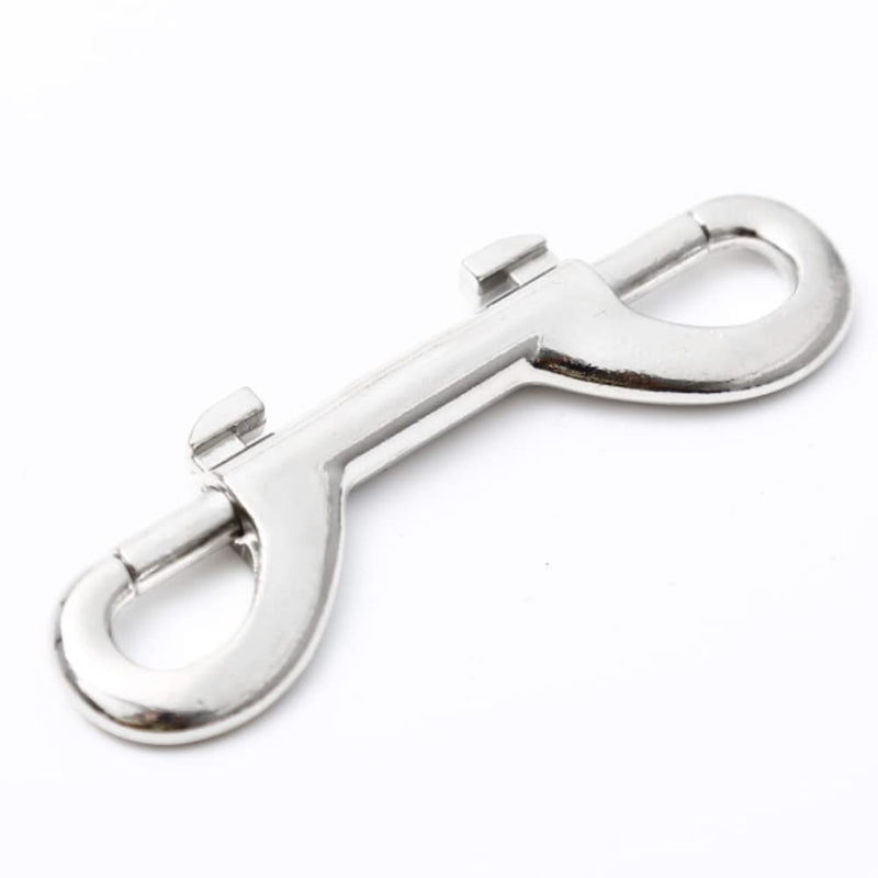 2 Pcs Double Ended Lead for Dogs, Bolt Snap Hooks Zinc Alloy Double End Clip Silver Diving Clip Durable Trigger Snaps for Diving Dog Leash Key Chain Horse Tack Pet Feed Buckets - PawsPlanet Australia
