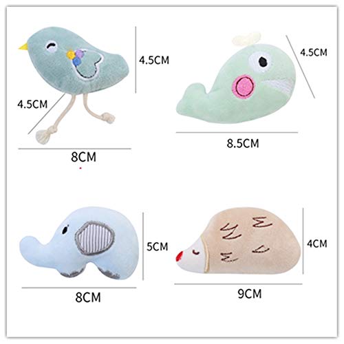 Lidiper 4Pcs Catnip Toys for Cats, Interactive Cat Catnip Toys Soft Plush Cat Pillow Cute Shape Pet Play Toy for Cat Kitten Dog Teeth Cleaning Playing Chewing Fish/Bird/Hedgehog/Elephant - PawsPlanet Australia