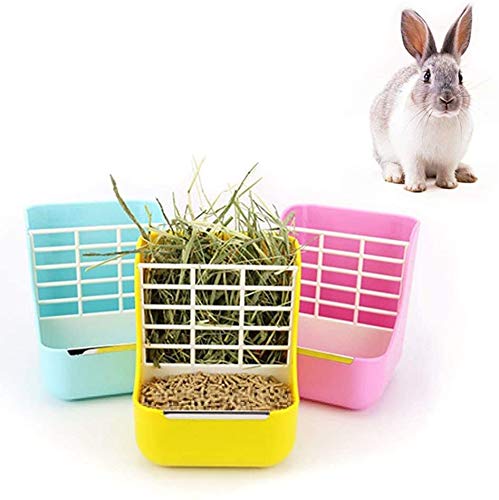Rabbit Feeder Bunny Guinea Pig Hay Feeder, Hay Food Bin Feeder, Hay and Food Feeder Bowls Manger Rack for Rabbit Guinea Pig Chinchilla and Other Small Animals (Blue) Blue - PawsPlanet Australia